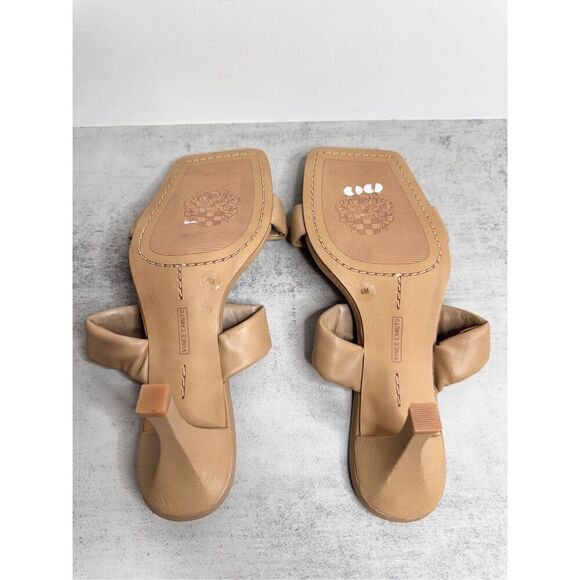 Vince Camuto Sandals Size 6 Brown Leather Double Strap Slide on Heels - Picture 9 of 9